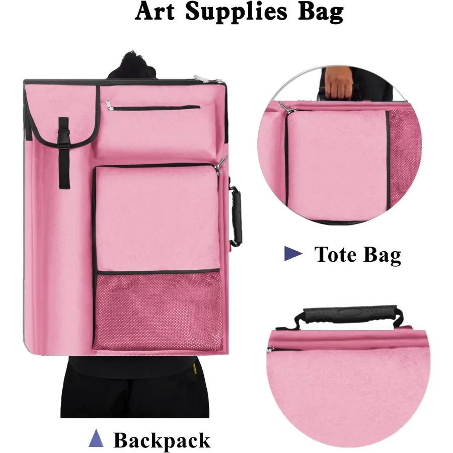 Tas Portofolio Seni 18 x 24 Inci dengan Tali Ransel yang Dapat Disesuaikan dan Tas Jinjing untuk Melindungi Karya Seni Ukuran Sedang Portabel Seni S