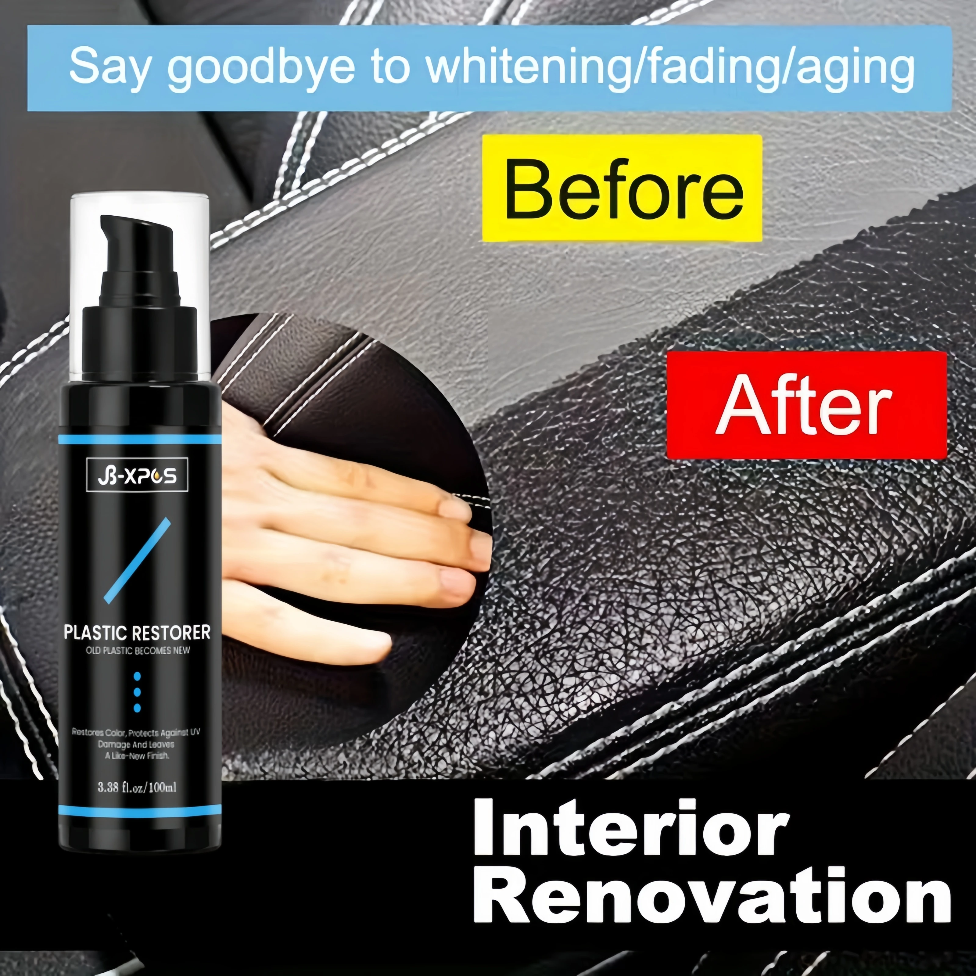 Car Plastic Restorer, Rejuvenate Faded Weathered Trim Restore Rich Shine For Auto Interior Exterior Plastics YT0602