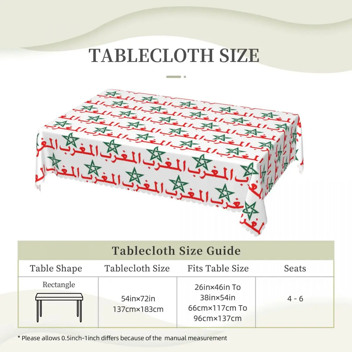 Morocco Maroc Custom Rectangular Tablecloth Oilproof Table Cover for Dining Events Table Cloth