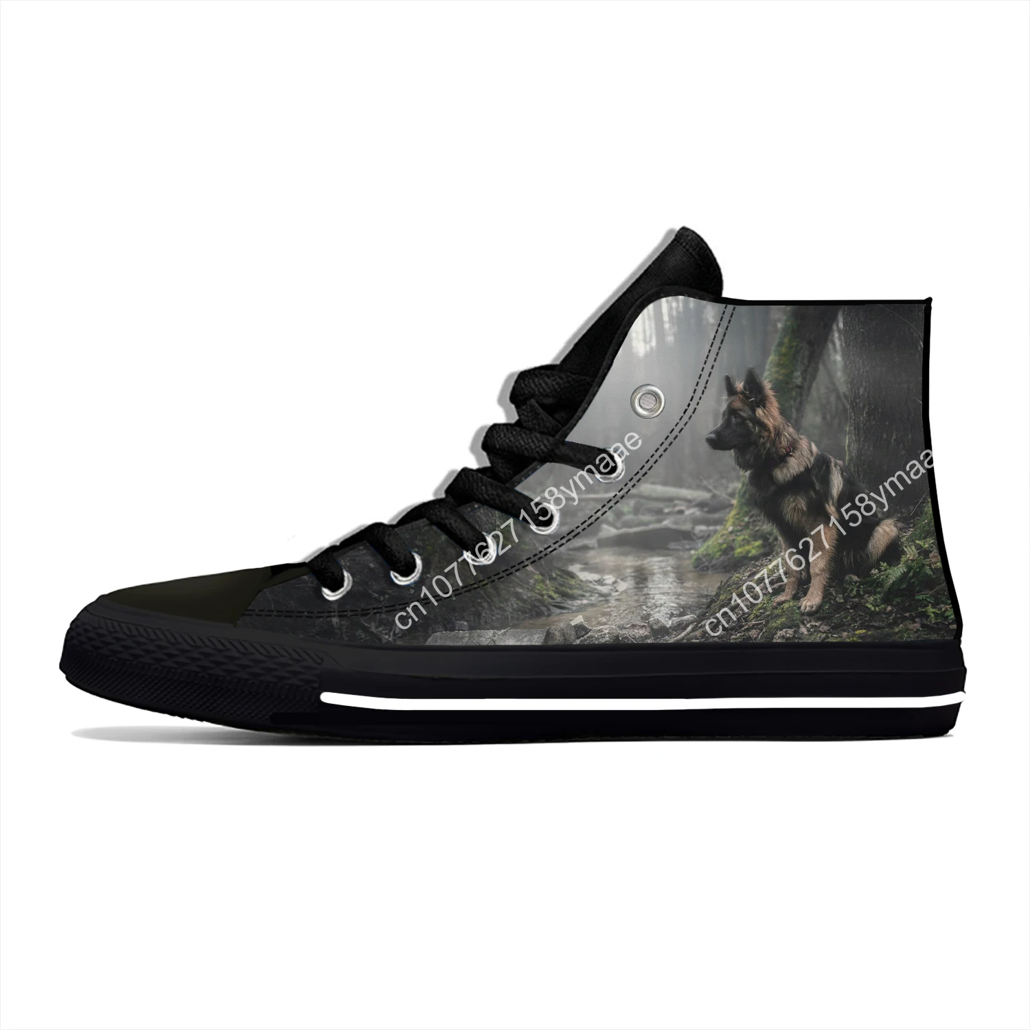 Hot Summer German Shepherd Dog Animal Cut Kawaii Fashion High Top Canvas Shoes Men Women Casual Sneakers Classic Board Shoes