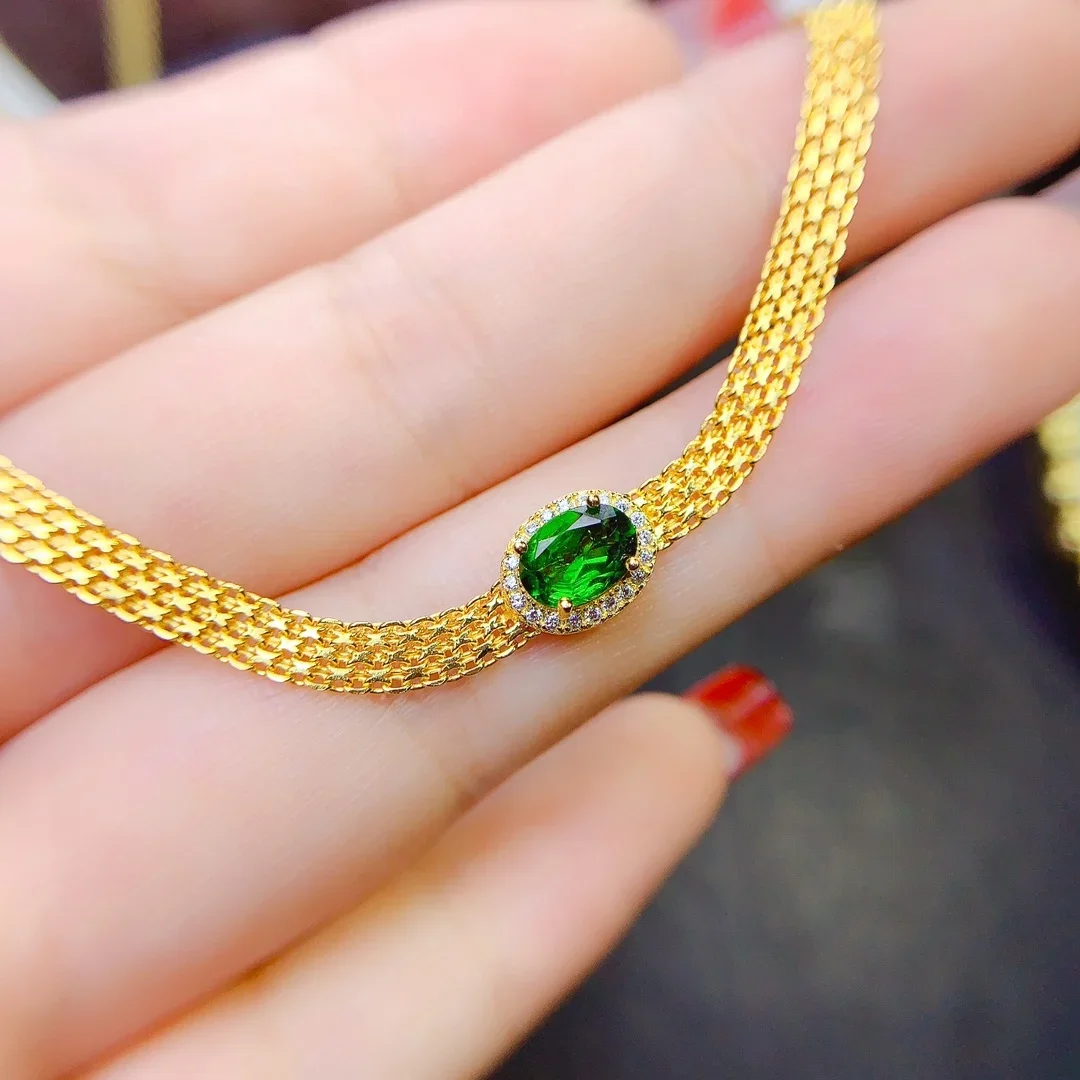 

Pendant 925 Sterling Silver Natural Diopside Women's Fire Color Super Good Free Shipping Jewelry Certified Jewelry Fine