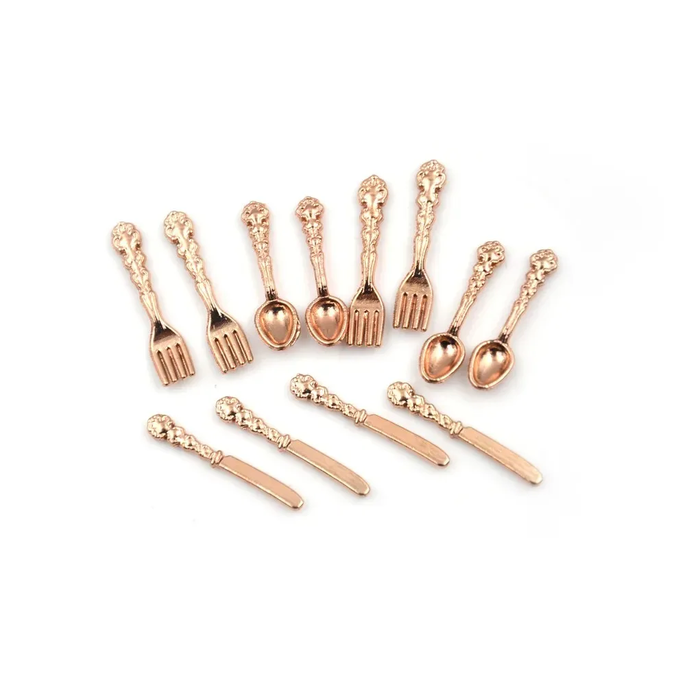 12 unids/set Vintage 1:12 casa de muñecas miniaturas vajilla Mini cubiertos cuchillo tenedor cuchara juguete para niños para decoración de casa de muñecas