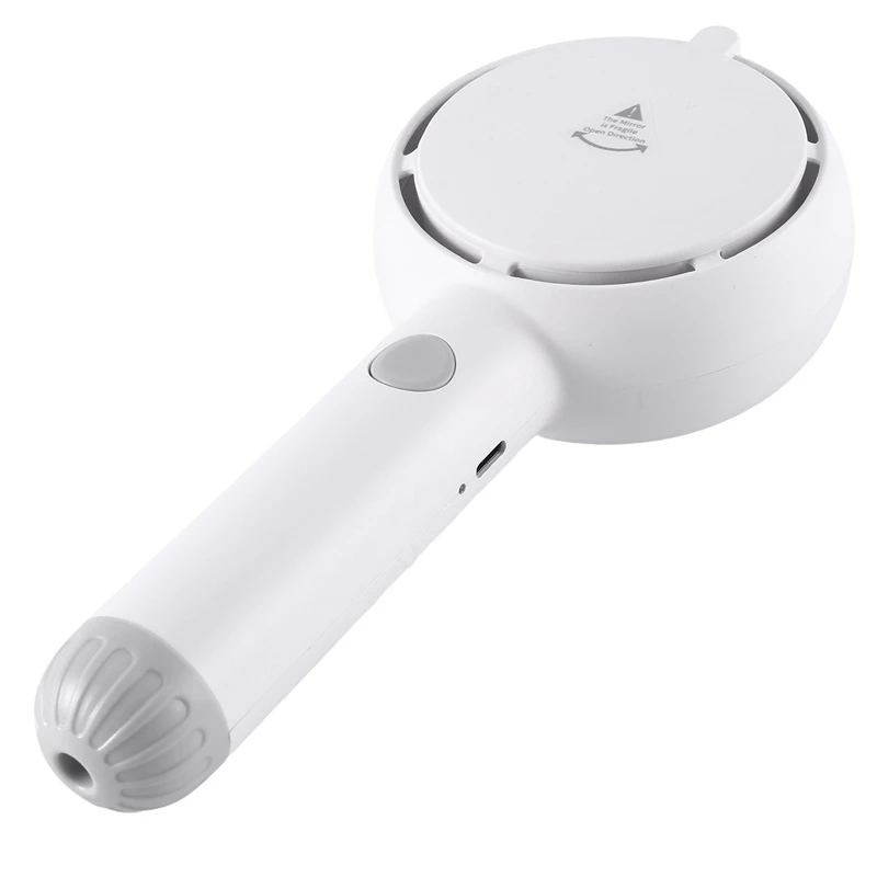 مروحة ستار كومباس المحمولة تعمل بالبطارية وقابلة لإعادة الشحن مع مرآة مكياج بإضاءة LED ومروحة خالية من الشفرة و3 سرعات