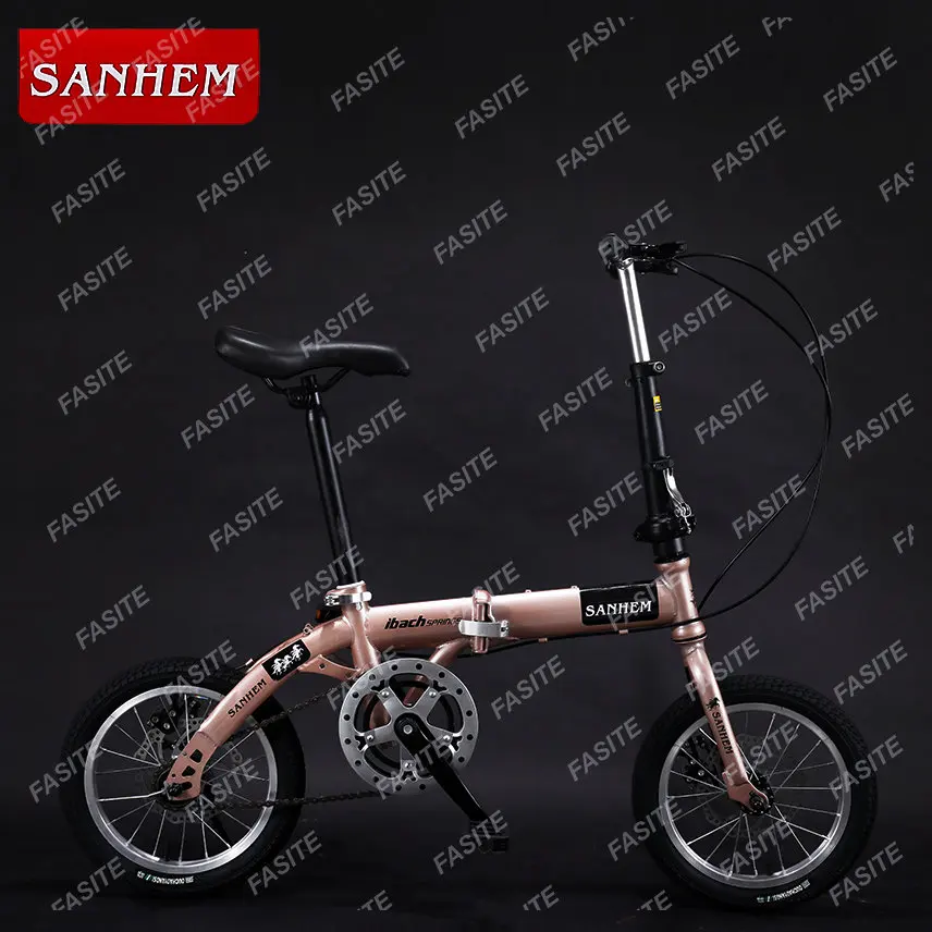 Foldable Ultra-lightweight Kids Bike 14-inch Children Variable Speed Brake Folding Bicycle Student Children\'s Articles LSL125YH