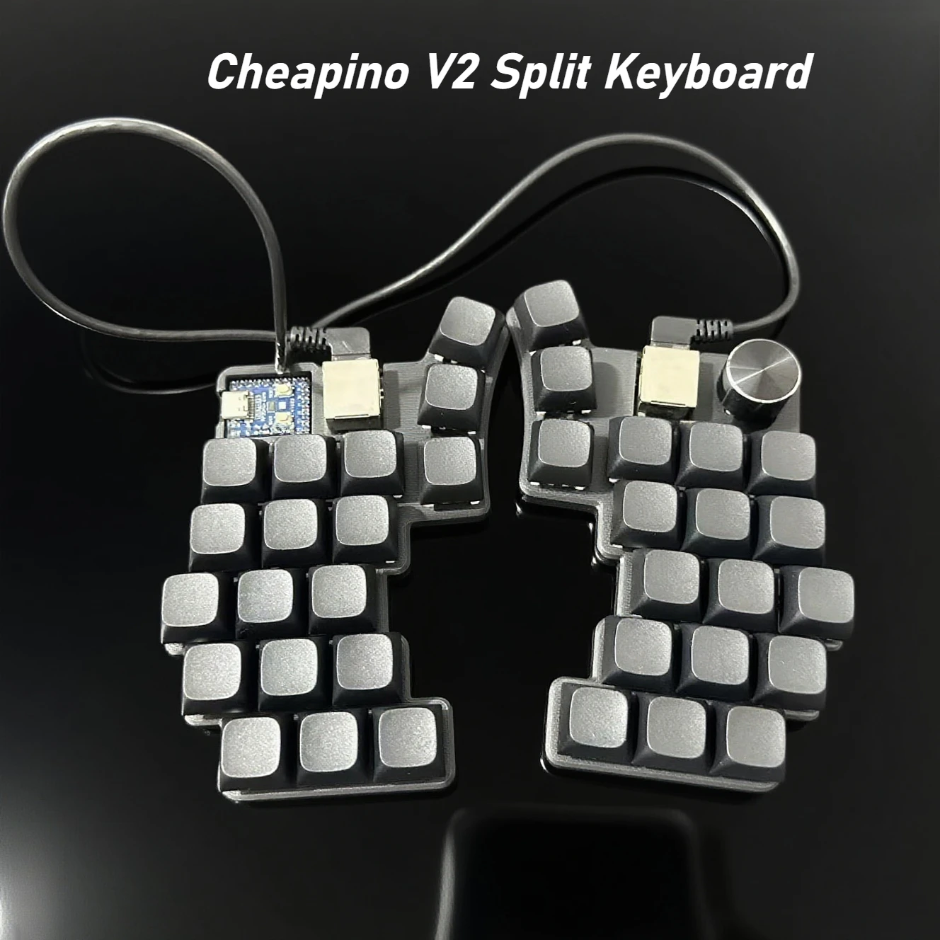 Cheapino V2 Split-toetsenbord 36 toetsen MX-schakelaars Bedraad Hot Swap PLA Custom Grey Wood V4-schakelaar QMK Ergonomisch mechanisch toetsenbord