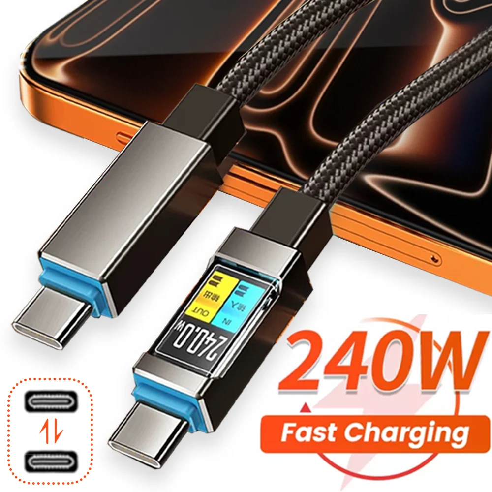 

PD 240 Вт Dual Type-C QC3.0 Кабели для быстрой зарядки USB C To Type C Зарядное устройство Плетеные шнуры для передачи данных для IPhone 17 16 15 Samsung Xiaomi