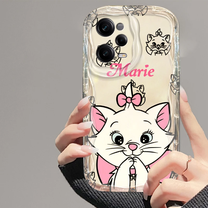 Disney Marie Cat Wave Oil Transparent Cover For Xiaomi Redmi Note 13 12 12S 11S 10A 10 9 8 A1 A2 Pro Plus Phone Case