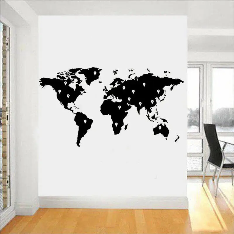 Виниловая наклейка на стену с изображением карты мира, настенные наклейки с изображением земляного атласа Shiluette, художественная декоративная наклейка, съемная домашняя Роспись «сделай сам» L115