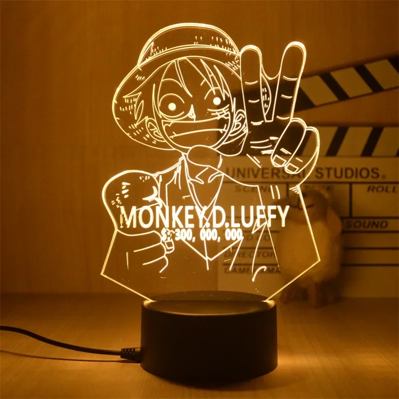 Anime One Piece Lamp Figure Luffy Zoro 3D Illusion Led Night Light Child Gift Action Figure Model Toy Kids Room Decor Table Lamp