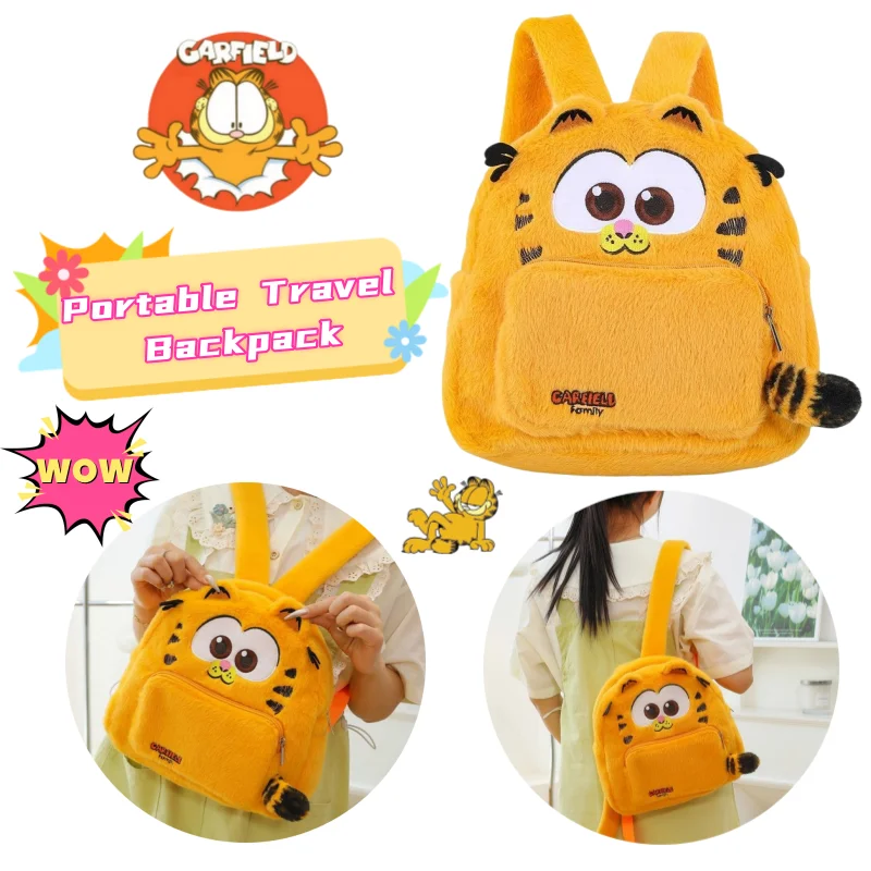 Garfield backpack with high appearance value  versatile cartoon cute design  large capacity  portable and lightweight school bag