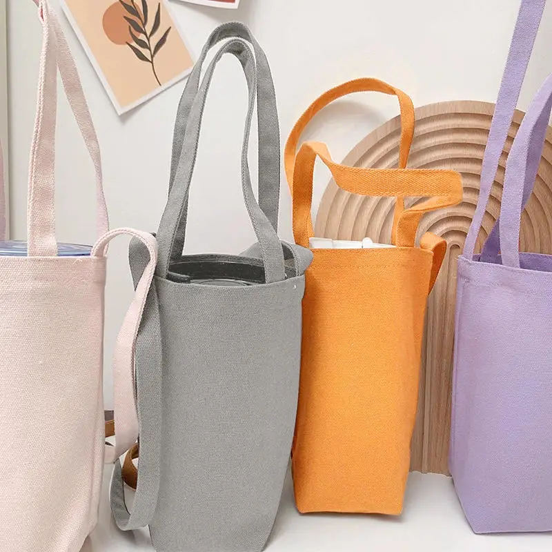 

Canvas Insulated Cup Cover Bag Waterproof Protective Cup Holder With Adjustle Strap For Outdoor Handheld/Crossbody Style