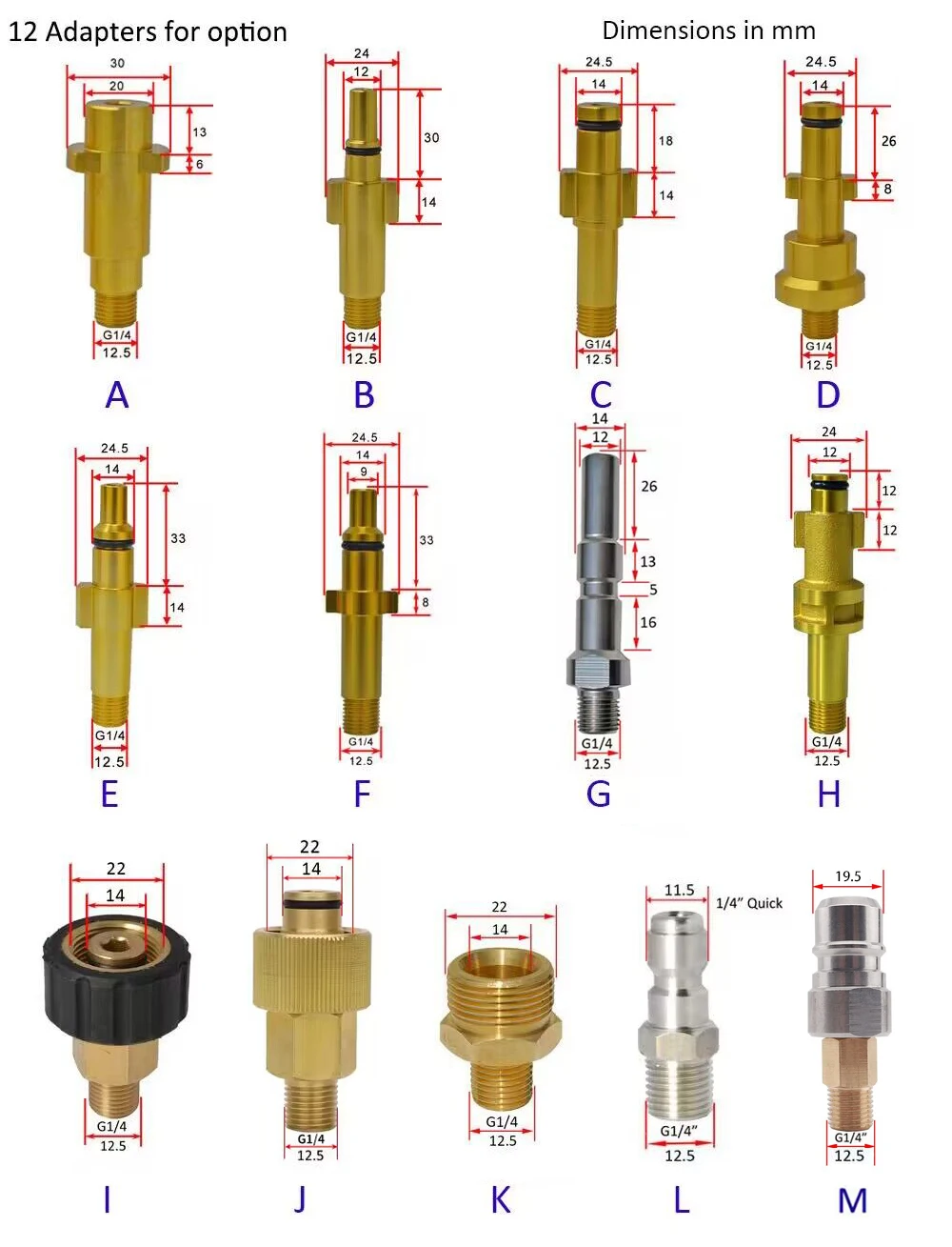 Metal Adapter Foam Nozzle Foam Generator Foam Gun High Pressure Washing Soap Foamer Car Wash For Nilfisk Karcher Huter Elitech L