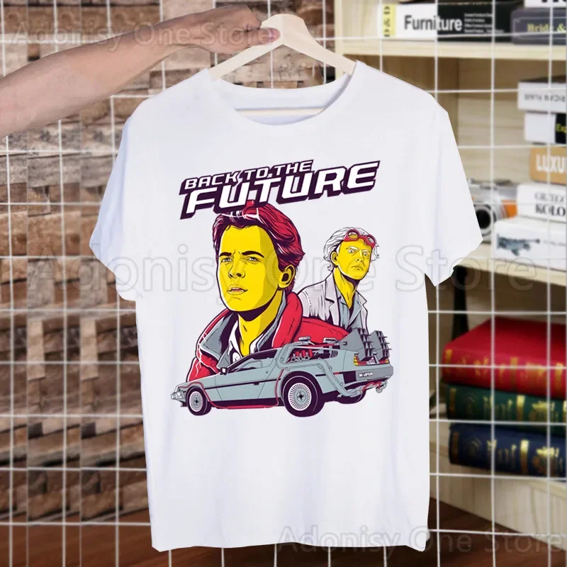 العودة إلى المستقبل ديلوريان تي شيرت الرجال ريترو غسلها بلايز تيز Harajuku التي شيرت الشارع الشهير الهيب هوب الذكور تي شيرت