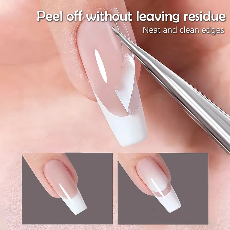 Fully Transparent Hollow French Nail Stickers Spray Painting Stencil French Edges Templates Patting Glue Adhesive Auxiliary Tool