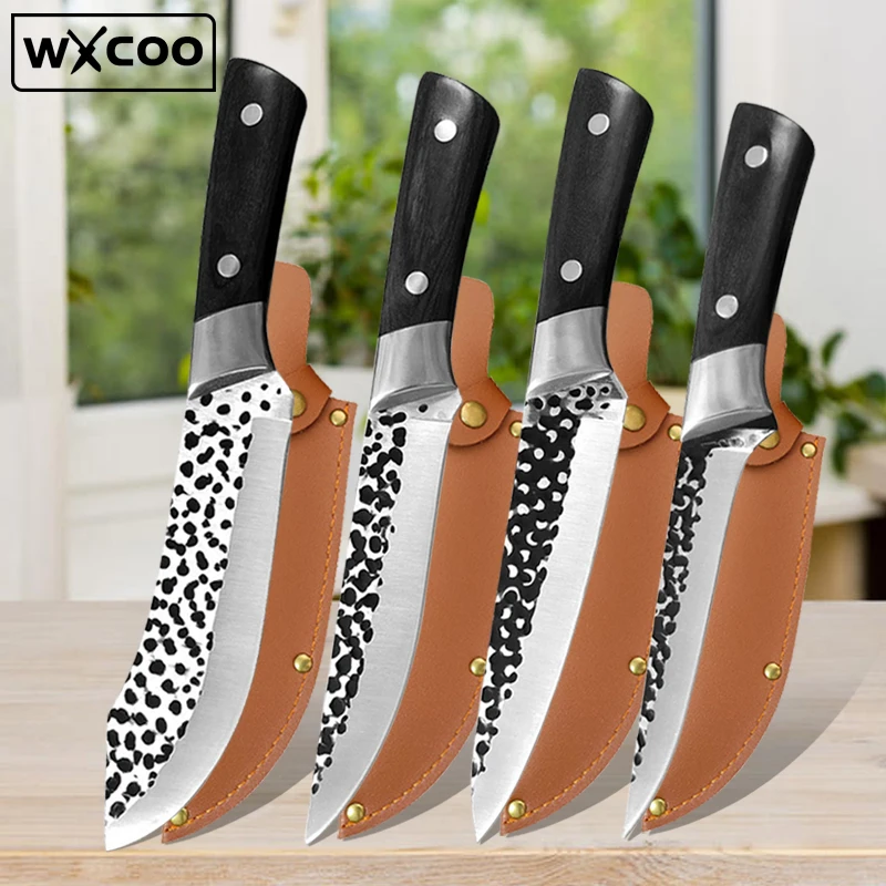 

Kitchen Chef Knife Butcher Meat Cleaver Forged Bone Slaughtering Knives Stainless Steel Slicing Vegetable Fish Boning Knife BBQ