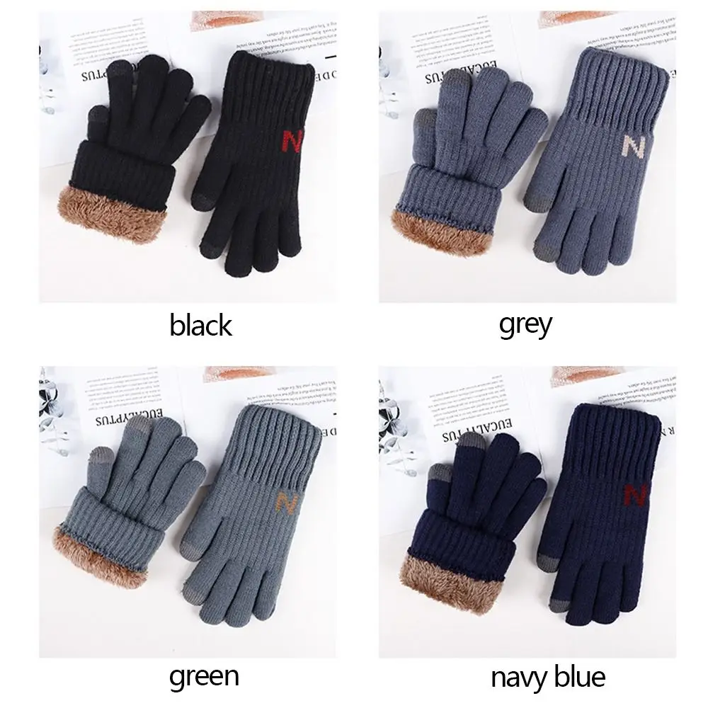 Sarung tangan rajut anti dingin pria, sarung tangan hangat lembut anti slip, sarung tangan mengemudi tebal musim dingin