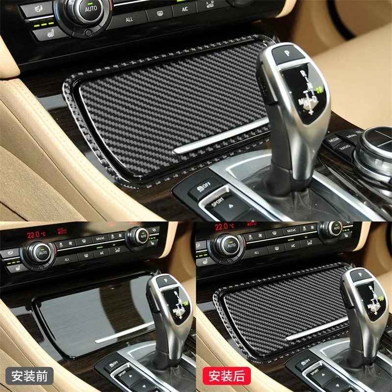 

FOR BMW 11-17 models 5 Series F10 modification parts Central control water cup cover Decorative stickers carbon fibre