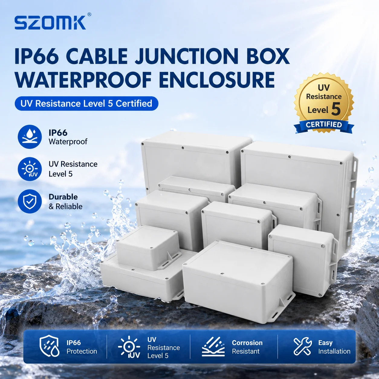 OEM ODM Wall Mount ABS Plastic IP66 Waterproof Electrical Junction Box With UV Resistance for Outdoor IoT Sensor