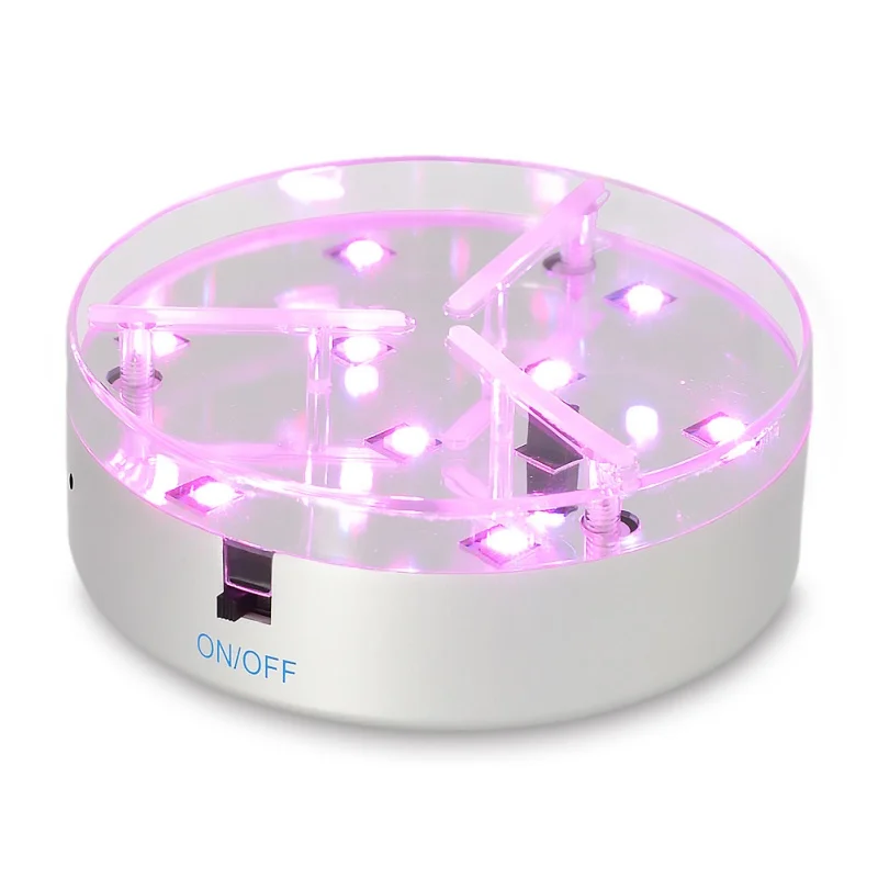 10Cm Rgb LED Stand Base Dynamic Color Lighting for Transparent Vase Crystal Display Night Home Decor Accent Round Base Light