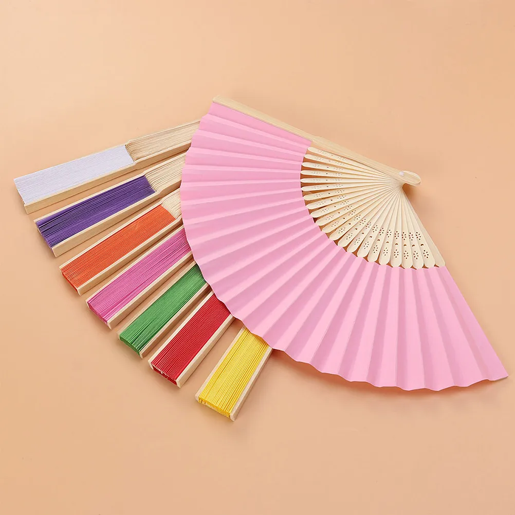 18Pcs Paper Folded Fans 7 Inches Cartoon Folding Handheld Fans Portable Summer Party Decoration Hand Paper Fan