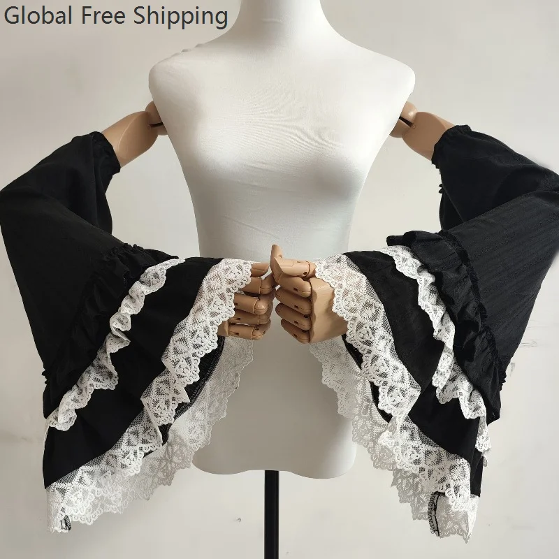 

Cotton Lace Ruffled Detachable Sleeves Lolita Bell Sleeves Women's Cosplay Faux Cuffs Wedding Victorian-style Costume Accessorie