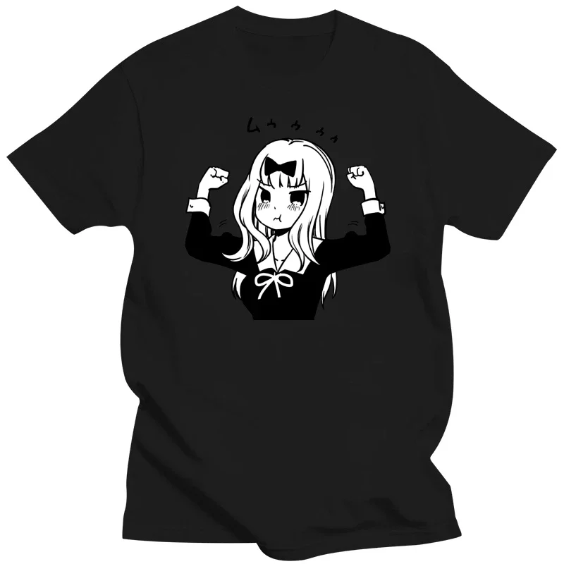 Miyuki Shinomiya Fujiwara Anime TShirts For Men Chika Funny O-Neck Cotton T Shirt Kaguya Sama Love Is War heavyweight fashion