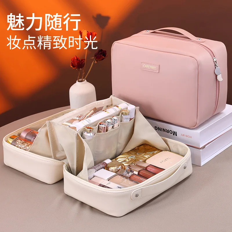 

Женская косметичка из искусственной кожи с несколькими карманами и большой вместительной дорожной портативной сумкой для хранения косметики