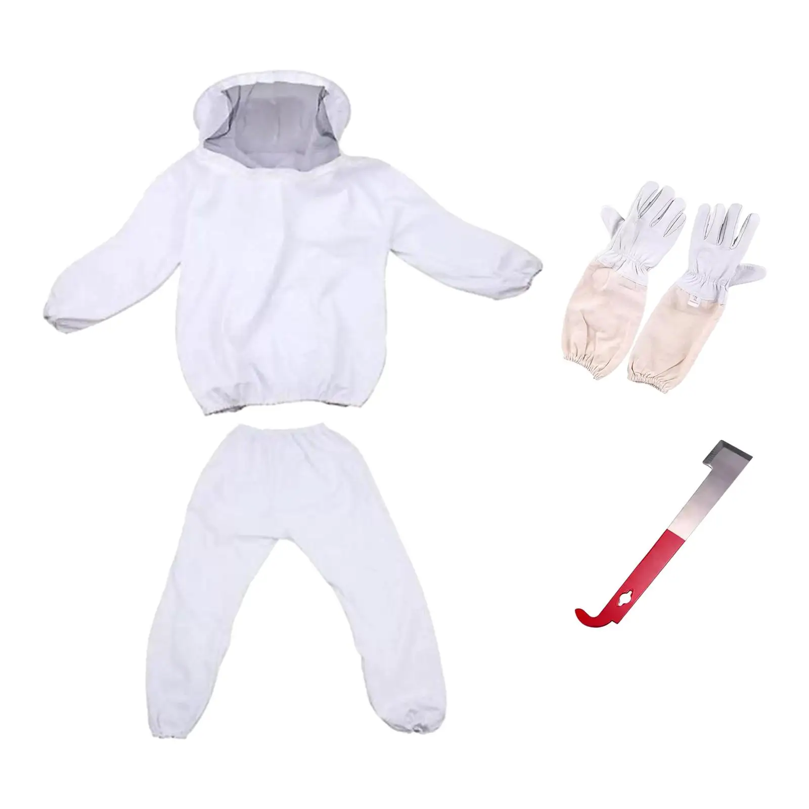 Beekeeping Protective Suit for Men Women White Coverall Jacket Pants Gloves Tool Anti Bee Sting Safety Clothes