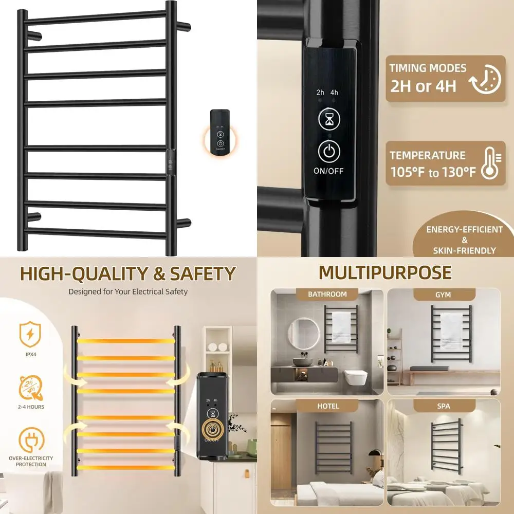 

«Настенная 8-ярусная грелка для полотенец из нержавеющей стали с таймером для ванной комнаты»