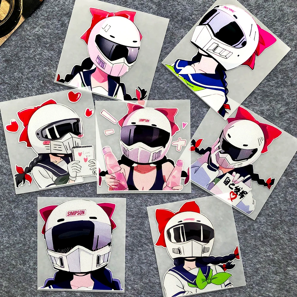 JDM Cartoon Anime Sticker Two Dimensions Girl Decals Decor Motorcycle Motorbike Car Body Fuel Tank Cap for Kawasaki Z750 ZXR750R