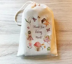 30PCS Fairy Birthday Gift Party Favor Bag.Drawstring Birthday Baby Shower Personalized custom Cotton