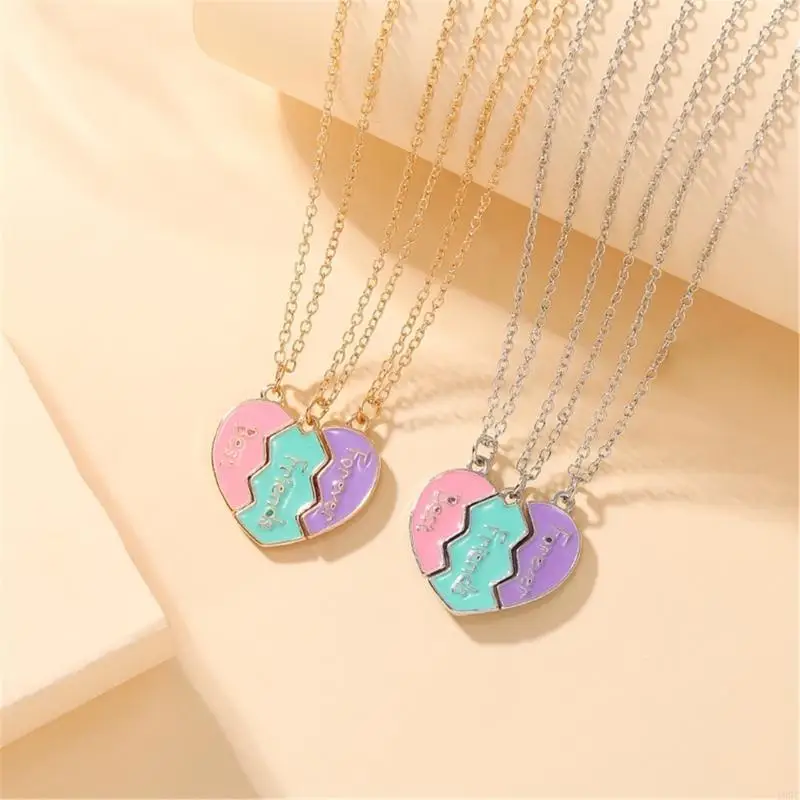 195C 3 Pieces Elegant Silver Plated Alloy Friendship Necklaces with Sturdy Alloy Materials Designs Accessory for Daily Wear