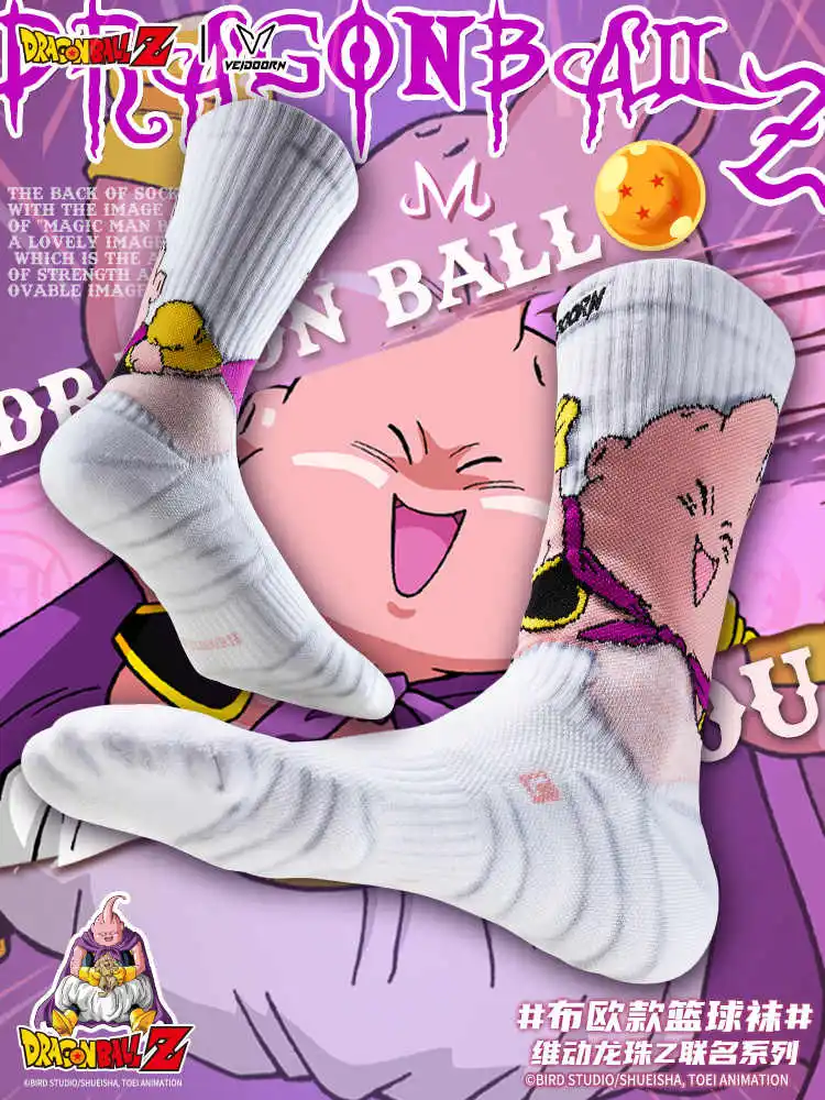 Hot Originele Veidoorn Co-Branded Dragon Ball Buu Professionele Sport Werkelijke Combat Verdikking Speel Basketbal Runing Lange Sokken