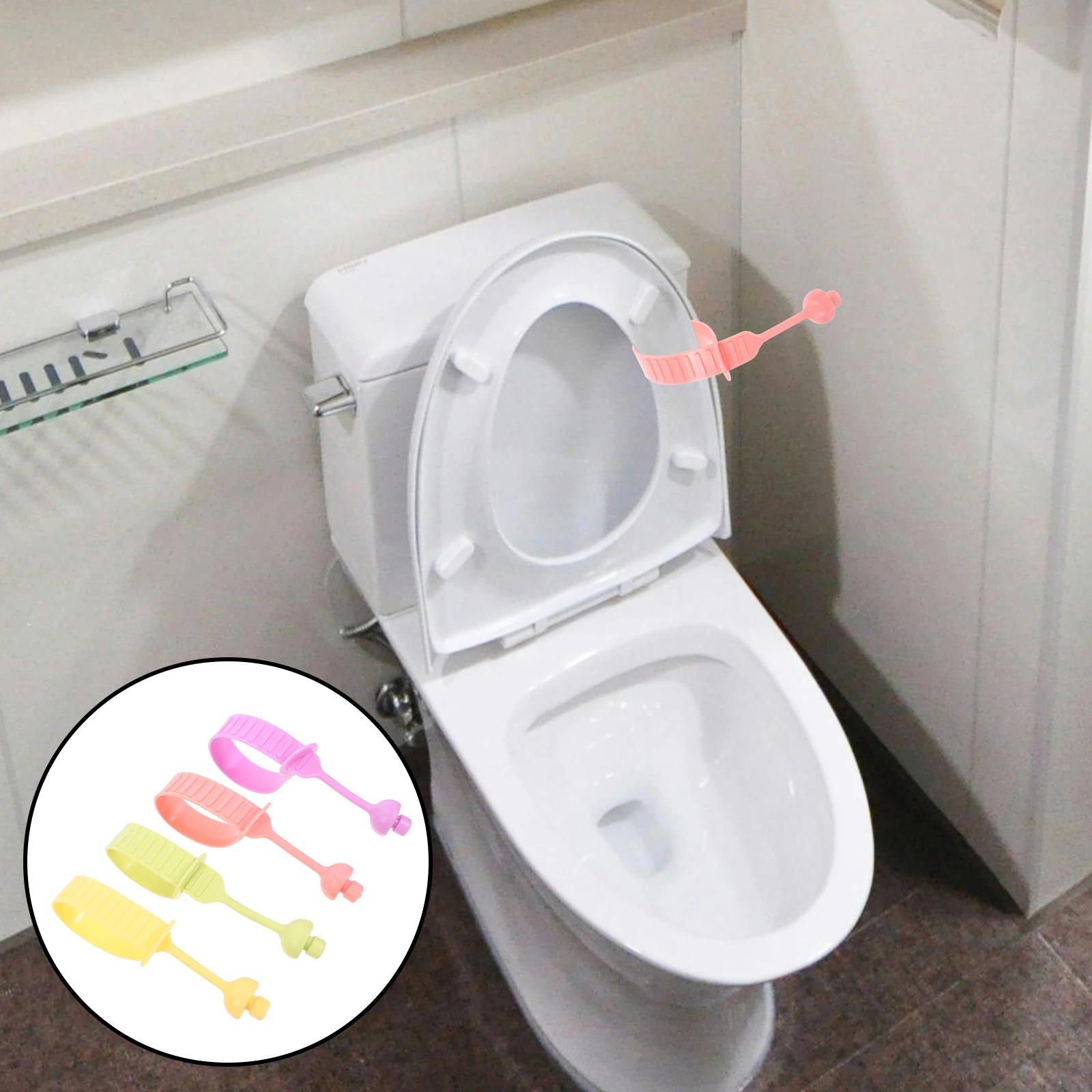 

4Pcs Toilet Seat Lift Tool Cartoon Shaped Nonslip Handle Universal Compatibility Easy Installation Space Saving Design