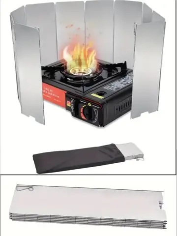 8 Plates / 10 Plates Aluminum Alloy Stove Windscreen, Ultralight Foldable Stove Windshield, Suitable For Outdoor Camping, Picnic