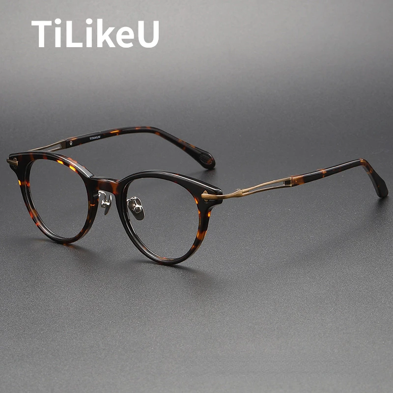 

Japanese Handmade Quality Acetate Glasses Frame Designer Luxury Men Women Retro Oval Eyeglasses Pure Titanium Myopia Eye glasses