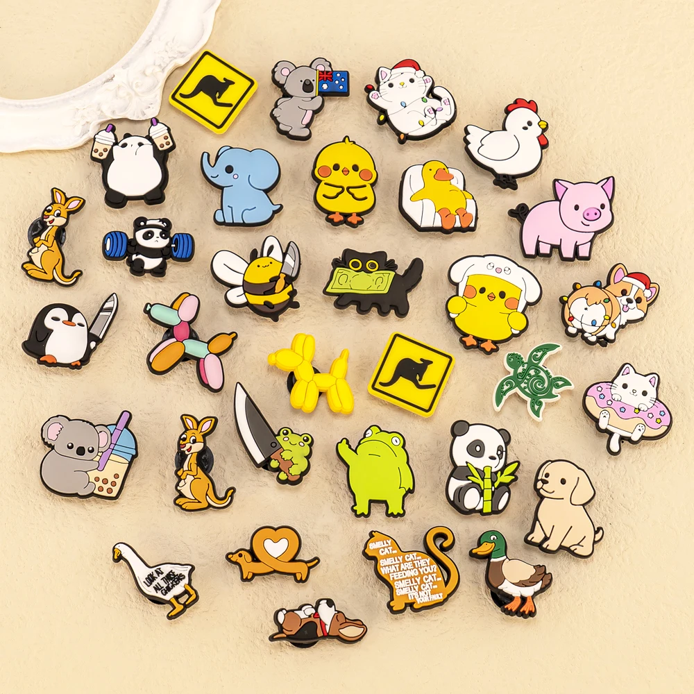 1pcs Cute Animals Cats Dogs Yellow Duck Shoe Charms for Sandals Accessories Shoe Decorations Pins for Kids Boy Girls Favor Gifts