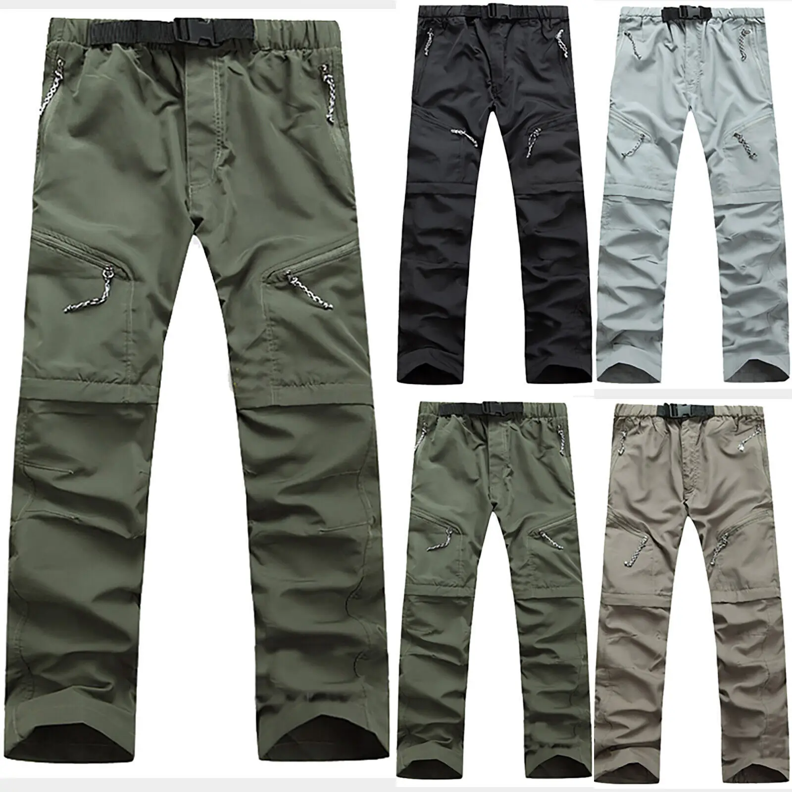 Pantalones convertibles de secado rápido para hombre, pantalones ligeros de trabajo con cremallera para pesca y senderismo, primavera y verano