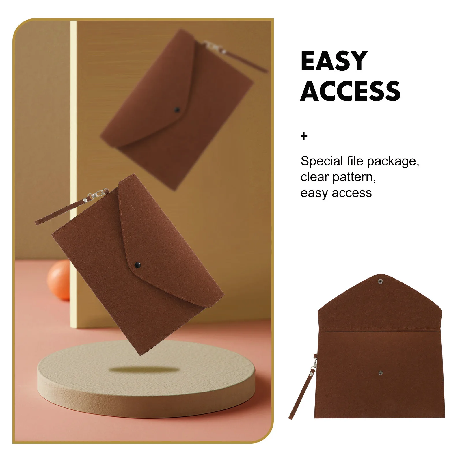 Press Stud Document Pouch A4 Felt File Folder Waterproof Business Card Holder Secure Clasp Portable Organizer Folders For