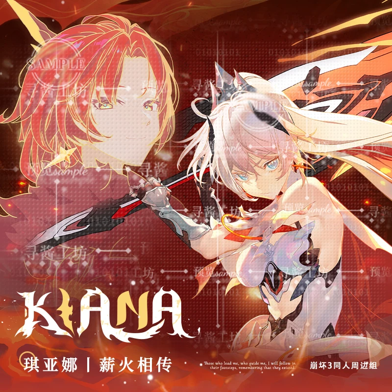 Game Honkai Impact 3 Himeko Kiana Kaslana Cosplay Acrylic Stand Model Plate Collection Laser Ticket Badge Brooch Pin