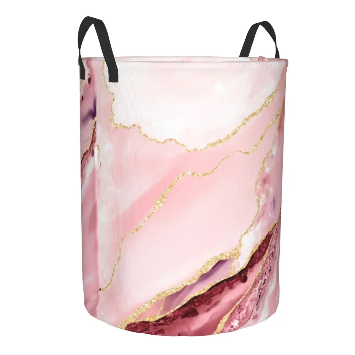 Luxury Geometric Stone Stripe Marble Pattern Laundry Basket Collapsible Large Clothing Storage Bin Baby Hamper