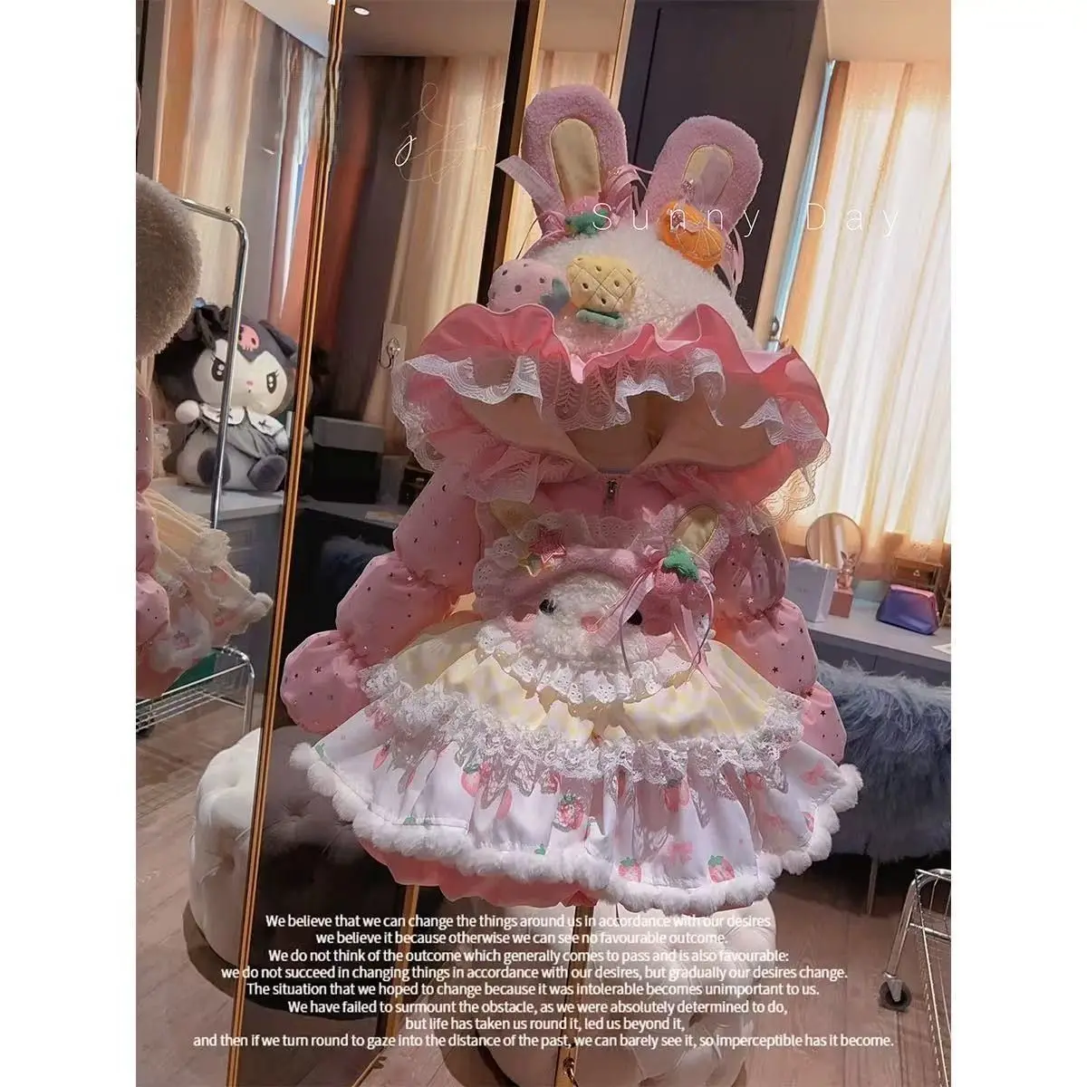 Childrens Cotton Clothes Winter Girls Solid color Princess Party Cute Hooded Jacket Long Coat Warm Thicken Kids Outerwear Snow c