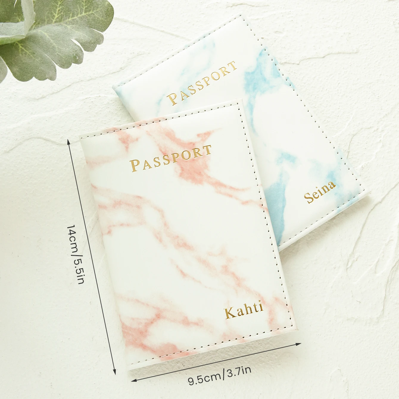 2PCS Custom Couple Passport Holder Set Hot Stamping Name Passport Holder Chic Marble Pattern Passport Cover Travel Accessories view 2