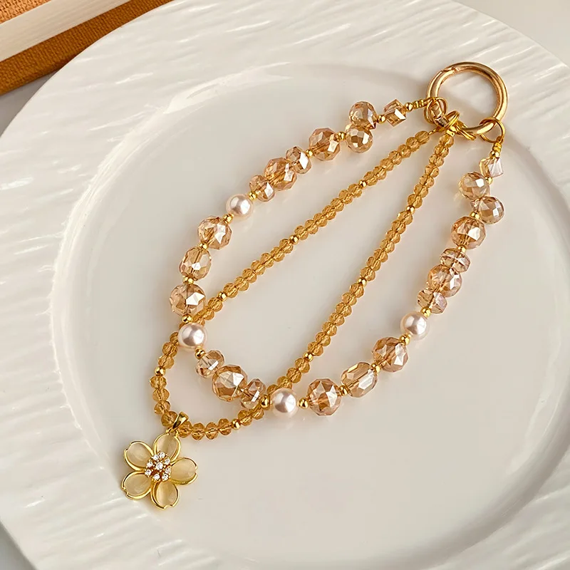 

Легкий роскошный креативный кулон из сплава «кошачий глаз», цепочка для мобильного телефона, модная золотая сумка с шампанским и кристаллами из бисера, подвесной брелок