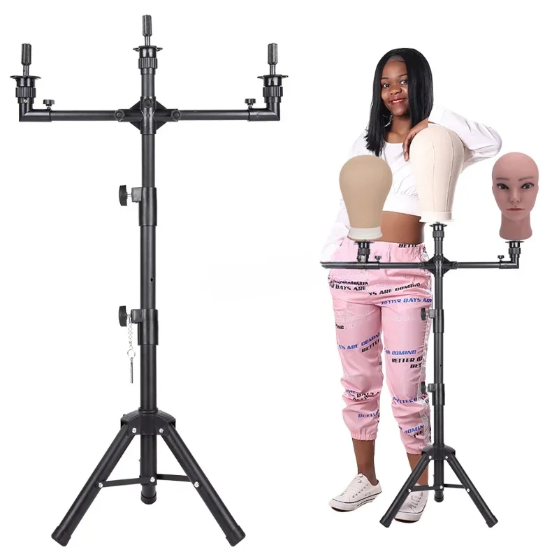 New Durable Adjustable Flexible Head Wig Stand Tripod for Hairdressing Canvas Block Cosmetology Practice