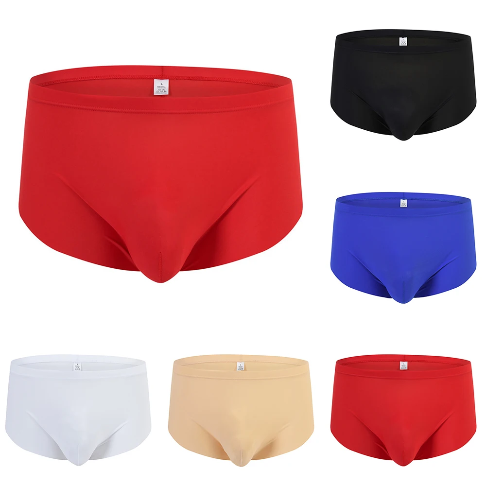 Milk Silk Men\'s Briefs Ultra-Thin Underwear Trunks Mens Bulge Pouch Tight Boxers Seamless Underpants Breathable And Soft Bikinis