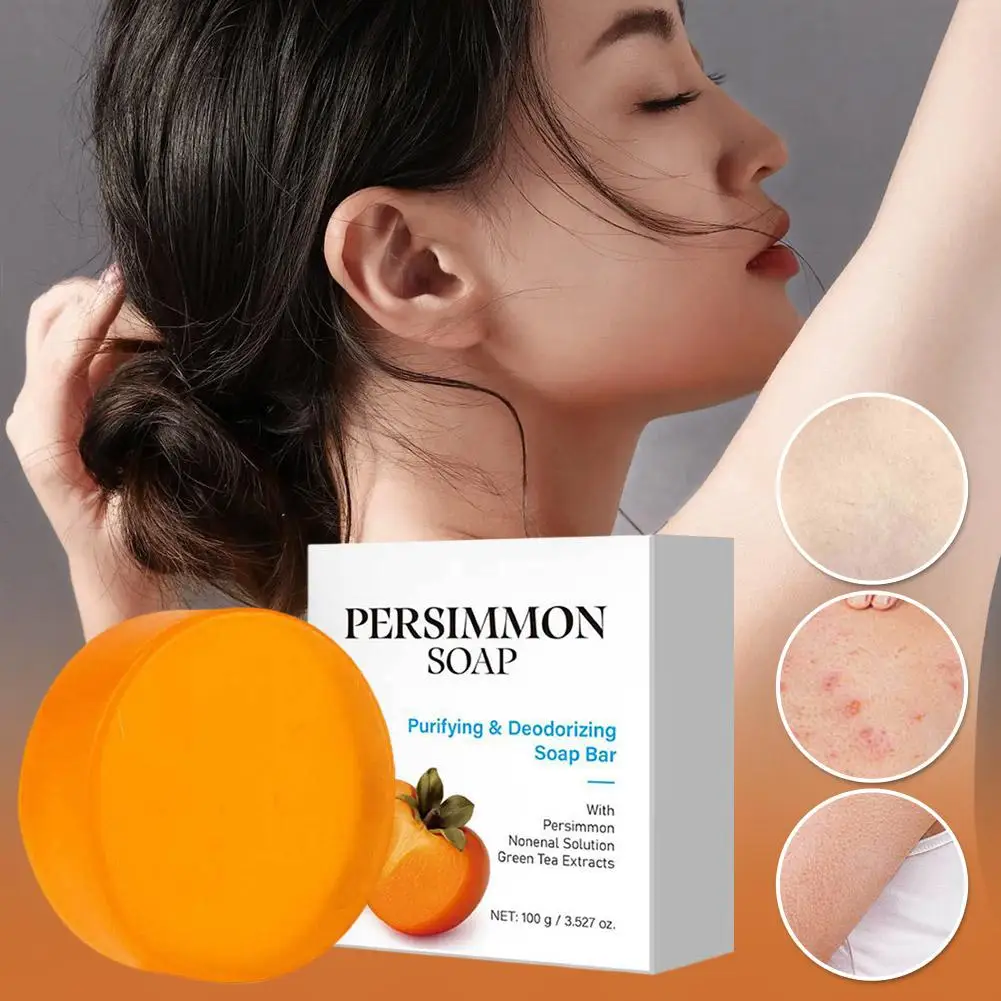 Persimmon Soap Bar for Body Odor Persimmon and Green Tea Extract Unisex Gentle on All Skin Types Natural Body Odor Soap
