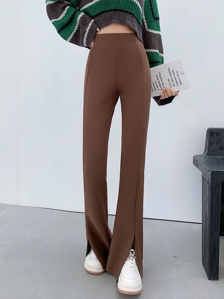 

QOERLIN Stretch Boot-Cut Flare Pants Women Bell Bottom Slim-Fit Trousers Female 2024 New Casual Elastic High Waist Pants S-XXL