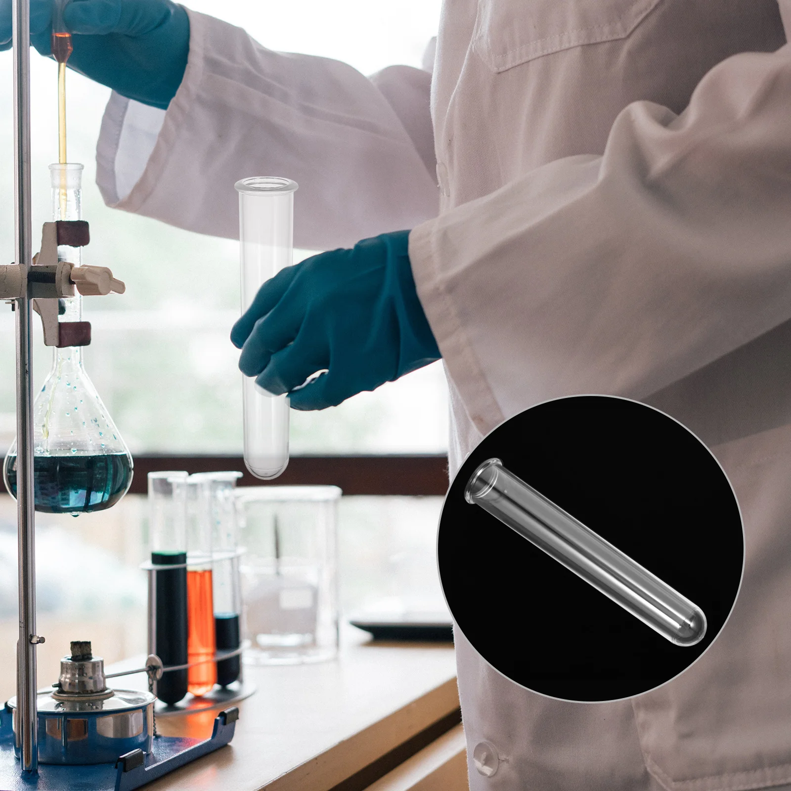

10 pcs Acrylic Test Tubes Clear Sample Containers For Liquid Specimen Storage Laboratory Experiment Vials Reusable Durable