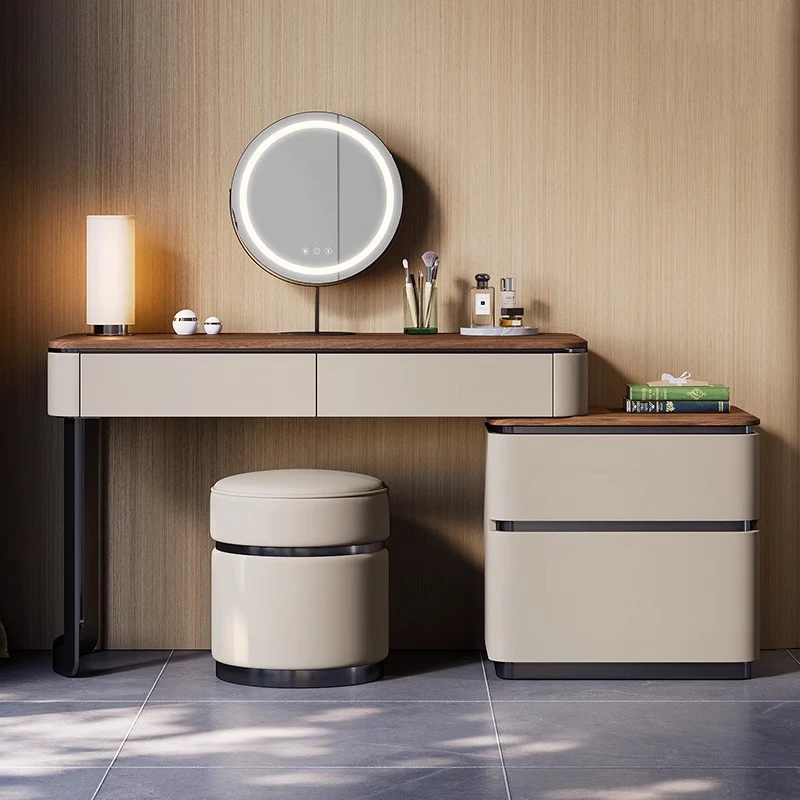 

Drawers Storage Vanity Table Bedroom Makeup Chair Women Dressing Table Wood Girl Cheap Mesa De Maquillaje Postmodern Furniture